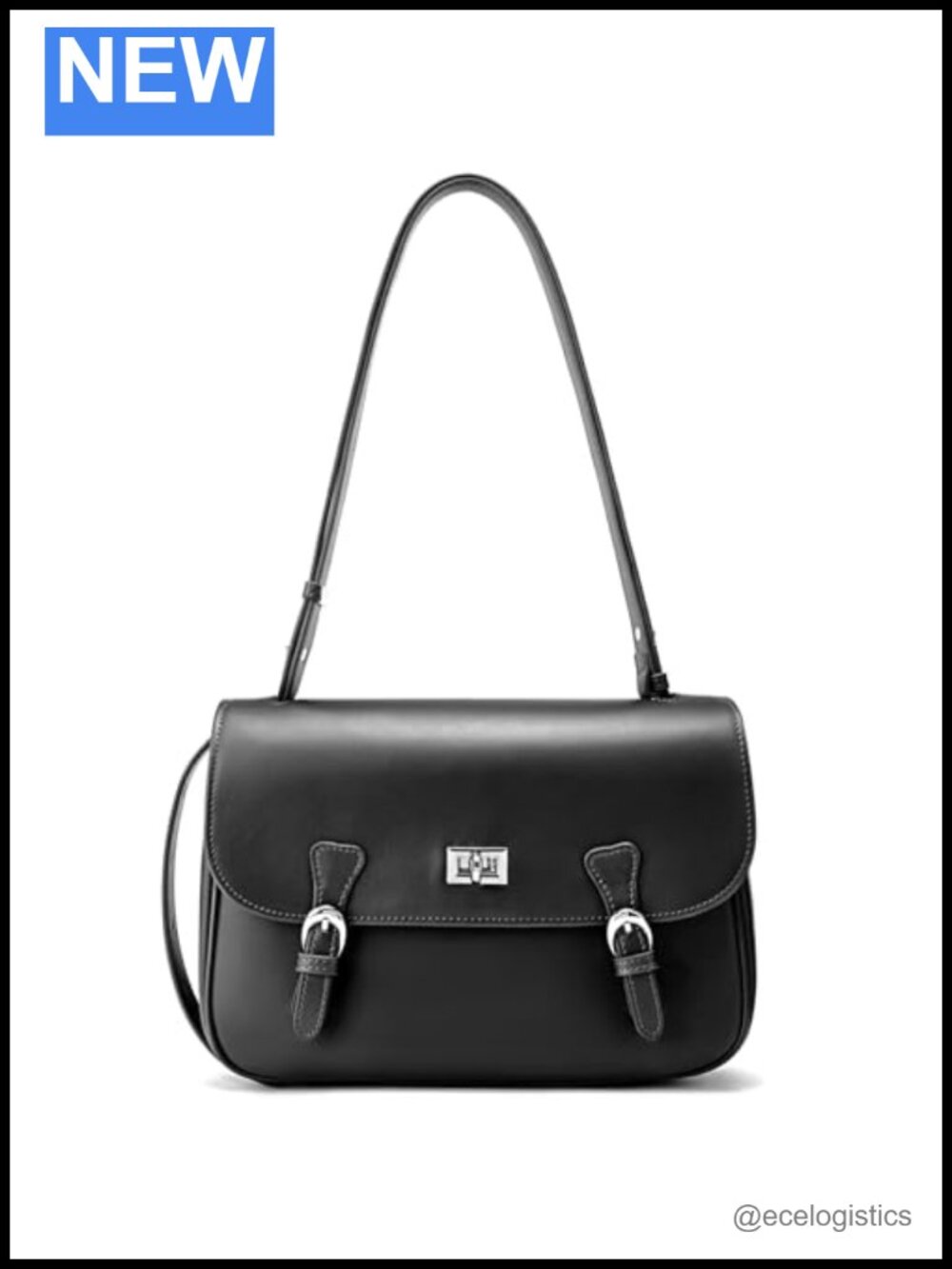 Genuine Leather Crossbody Bag for Women, Twist Lock Shoulder Purse, Trendy